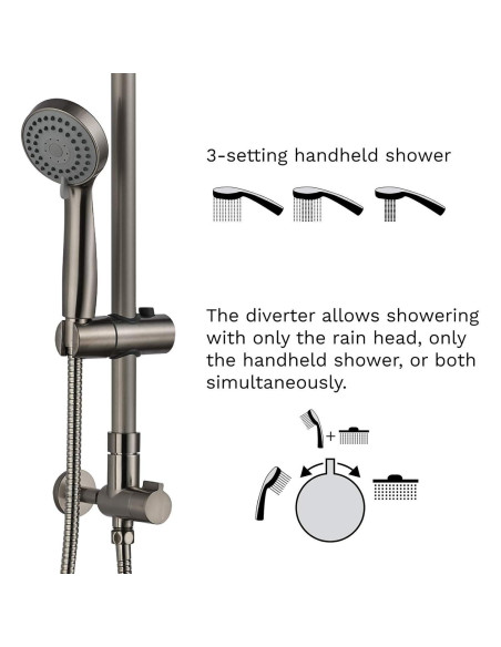 Sistema de Ducha de Lluvia Fennocasa Polaris 1, 8" y Ducha de Mano