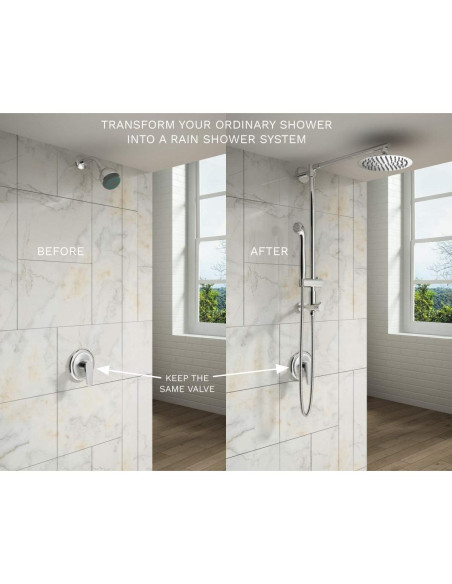 Sistema de Ducha de Lluvia Fennocasa Polaris 1, 8" y Ducha de Mano