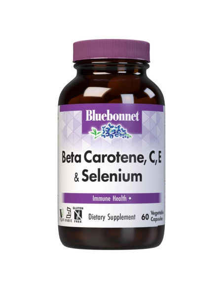Cápsulas Vegetales BlueBonnet Beta Caroteno C E Selenio 60 Uds