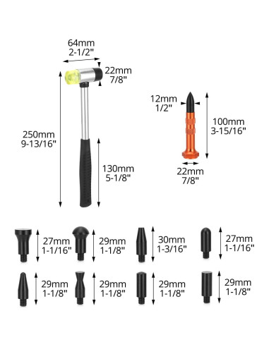Kit de Herramientas para Reparación de Abolladuras QWORK 10 Piezas
