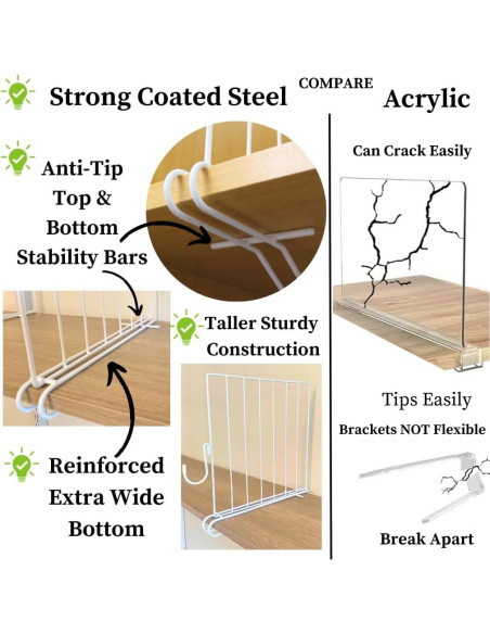 Divisores de Closet Evelots 6 Piezas con Ganchos, 30 cm