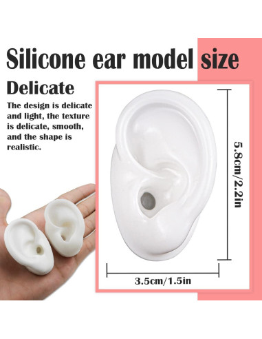 Modelo de Oreja de Silicona YOLUFER 5.8x3.5cm 2 Piezas