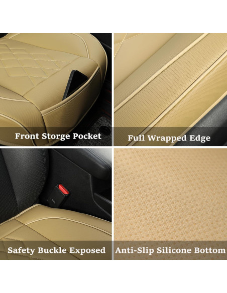 Funda de Asiento de Coche JOJOBAY Beige Universal Antideslizante