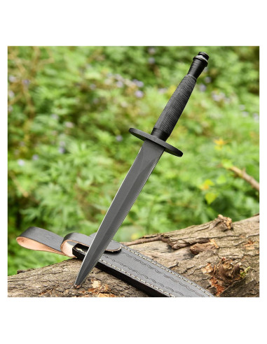 Daga Militar V42 Sykes Fairbairn AJSANITY con Funda de Cuero