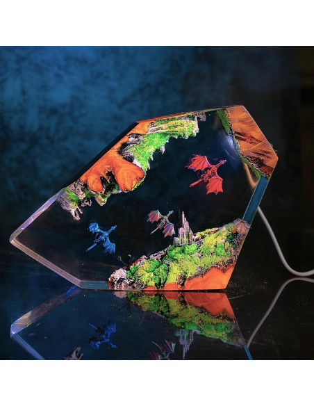 Lámpara de Resina de Dragón LIGH9LAMP 16 Colores LED USB