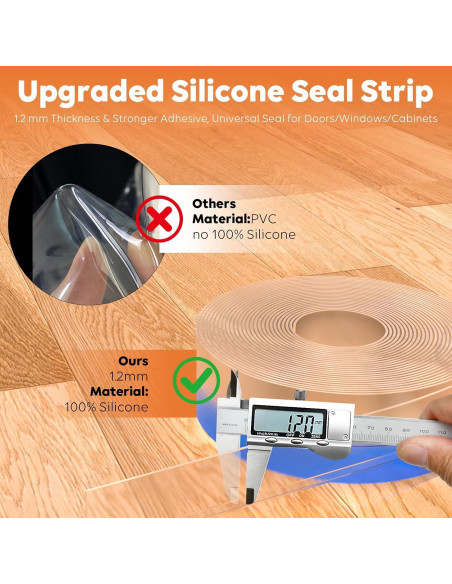 Burlete de Silicona en T SILIENTWERK 6.1m x 3.48cm Transparente