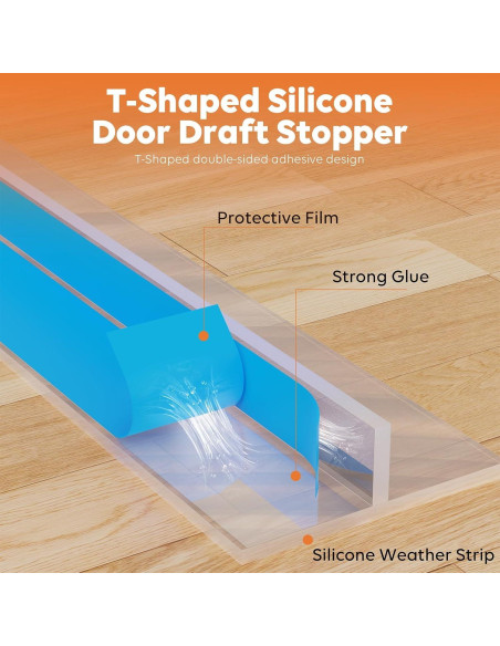 Burlete de Silicona en T SILIENTWERK 6.1m x 3.48cm Transparente