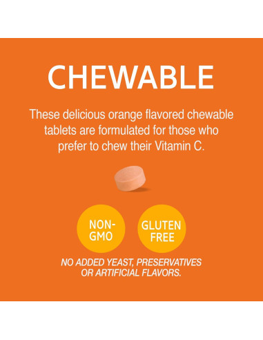 Tabletas Masticables de Vitamina C 500 mg 21st Century Naranja 110 Unidades