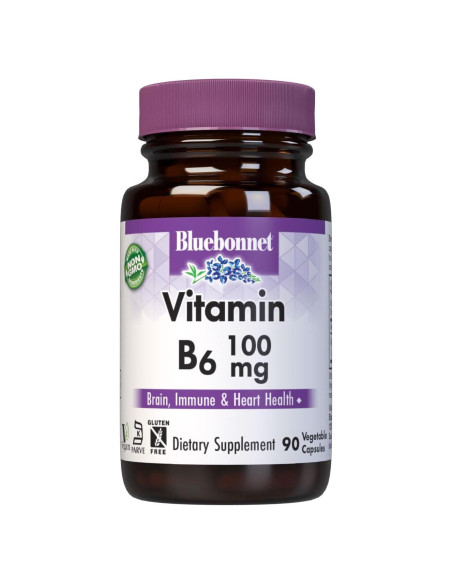 Vitamina B6 100 mg BlueBonnet - 60 Cápsulas Veganas Sin Gluten