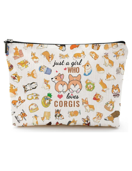 Bolsa Cosmética de Corgi NONETH - 25x17 cm, Lino Impermeable