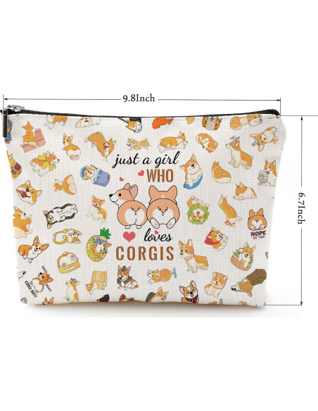 Bolsa Cosmética de Corgi NONETH - 25x17 cm, Lino Impermeable