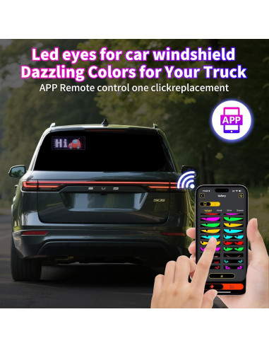 Ojos LED para Parabrisas Otuoor 17.3x7.1cm Control APP
