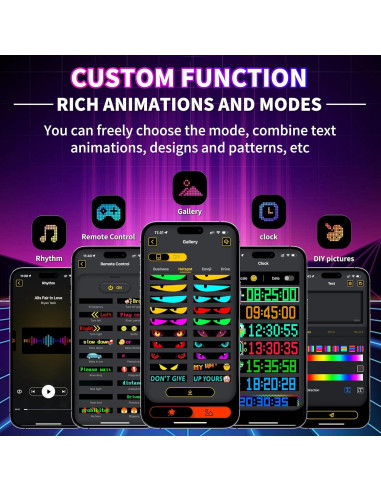 Ojos LED para Parabrisas Otuoor 17.3x7.1cm Control APP