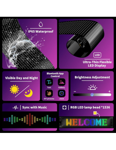 Ojos LED para Parabrisas Otuoor 17.3x7.1cm Control APP