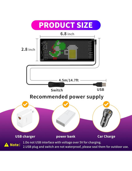 Ojos LED para Parabrisas Otuoor 17.3x7.1cm Control APP