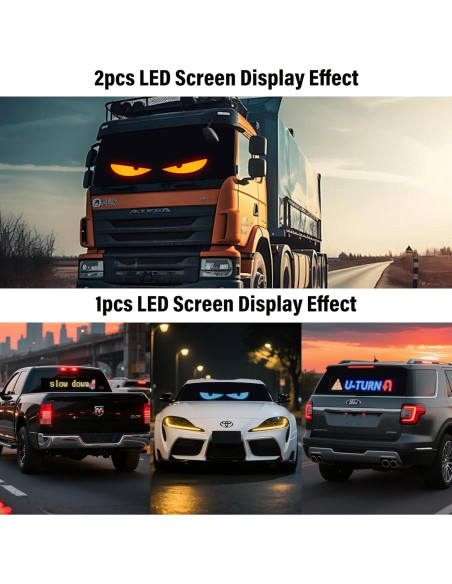 Ojos LED para Parabrisas Otuoor 17.3x7.1cm Control APP