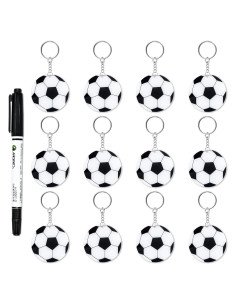 12 Llavero Acrílico DIY Fútbol con Marcador Negro - 5.08 cm