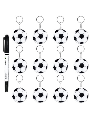 12 Llavero Acrílico DIY Fútbol con Marcador Negro - 5.08 cm