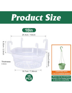 Bandejas de Goteo para Plantas Colgantes Adnee 15 Pcs 25.4 cm 2