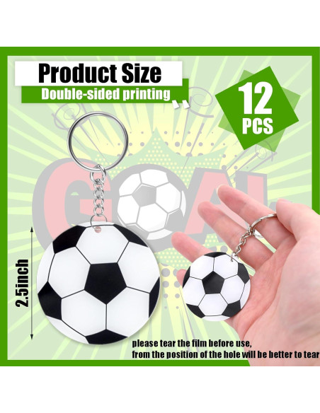 12 Llavero Acrílico DIY Fútbol con Marcador Negro - 5.08 cm