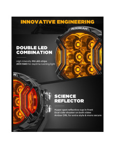 Luz de Niebla Auxbeam V-Ultra 3" 108W Ámbar DRL Offroad 2