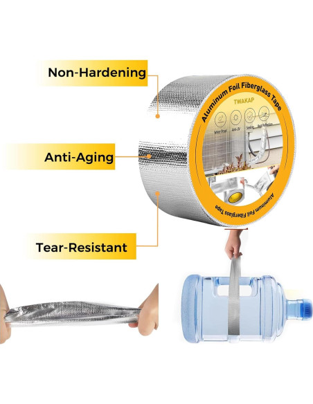 Cinta Aislante de Fibra de Vidrio TWAKAP 5cm x 50m Plata