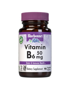 Vitaminas B6 Bluebonnet 50mg - Suplemento Energético 90 Cápsulas