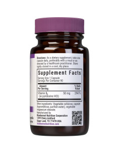 Vitaminas B6 Bluebonnet 50mg - Suplemento Energético 90 Cápsulas 2
