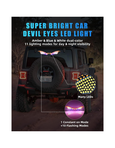 Luces LED Ojos del Diablo DYNVEX Ámbar para Vehículos 2 PCS