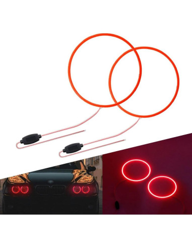 Anillos Halo de Ojos de Ángel Juren 140mm LED Rojo