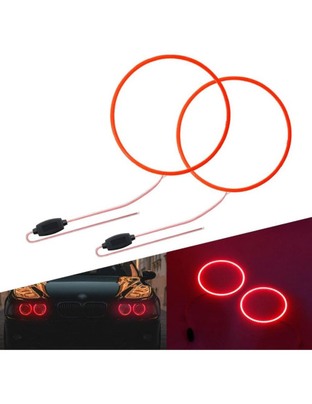 Anillos Halo de Ojos de Ángel Juren 140mm LED Rojo