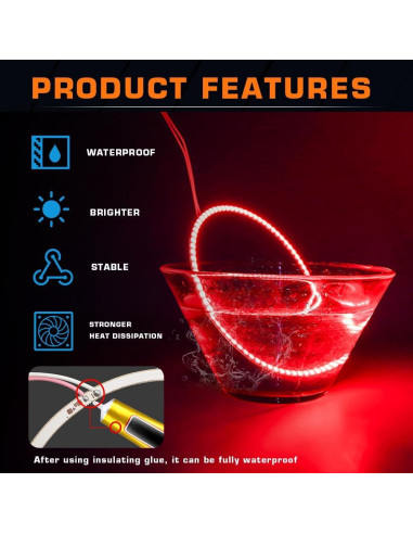 Anillos Halo de Ojos de Ángel Juren 140mm LED Rojo