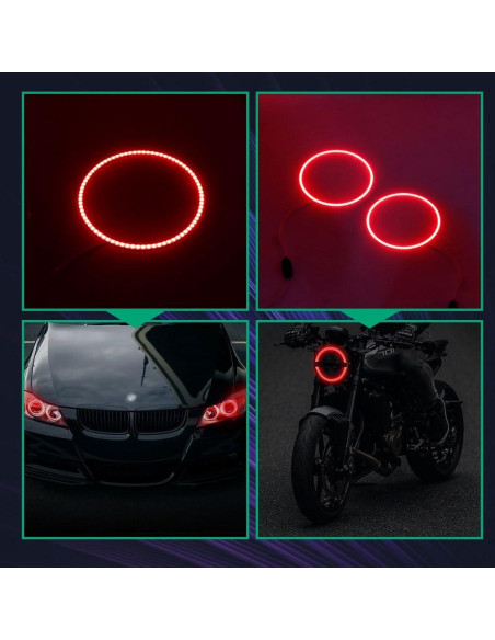 Anillos Halo de Ojos de Ángel Juren 140mm LED Rojo