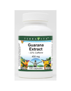 Extracto de Guaraná TerraVita 450 mg 100 Cápsulas 22% Cafeína 2
