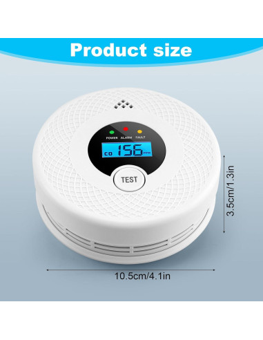 Detector de Humo y Monóxido de Carbono OLUNCLE LCD 85dB