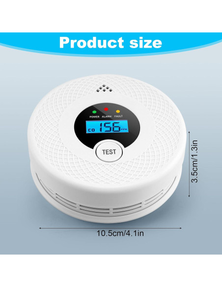 Detector de Humo y Monóxido de Carbono OLUNCLE LCD 85dB