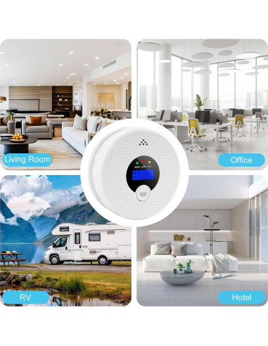 Detector de Humo y Monóxido de Carbono OLUNCLE LCD 85dB