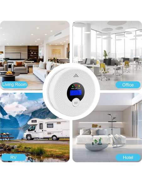 Detector de Humo y Monóxido de Carbono OLUNCLE LCD 85dB