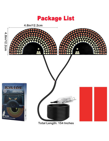 Luces LED Ojos Diabólicos LECART USB Rojo y Blanco para Autos