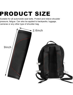 Ziciner Funda de Cinturón de Seguridad para Coche Negro 2 PCS 2