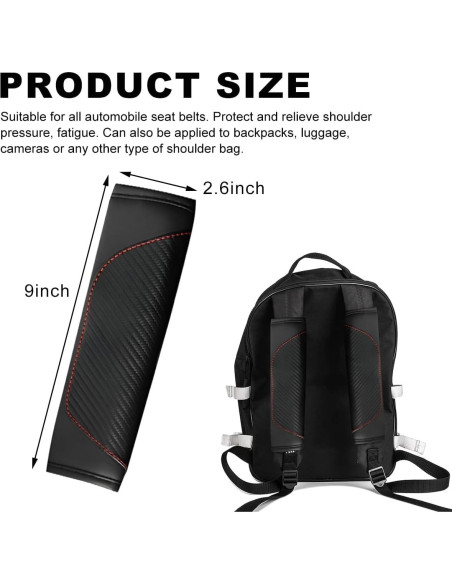 Ziciner Funda de Cinturón de Seguridad para Coche Negro 2 PCS