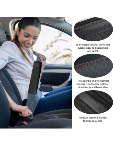 Ziciner Funda de Cinturón de Seguridad para Coche Negro 2 PCS