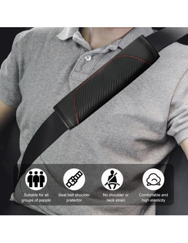 Ziciner Funda de Cinturón de Seguridad para Coche Negro 2 PCS