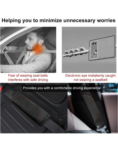 Ziciner Funda de Cinturón de Seguridad para Coche Negro 2 PCS