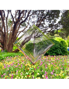 Girador de Viento de Metal Belleza y el Viento 3D Plateado 2