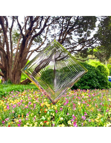 Girador de Viento de Metal Belleza y el Viento 3D Plateado