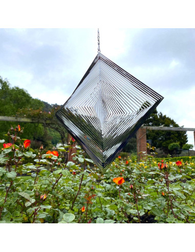 Girador de Viento de Metal Belleza y el Viento 3D Plateado