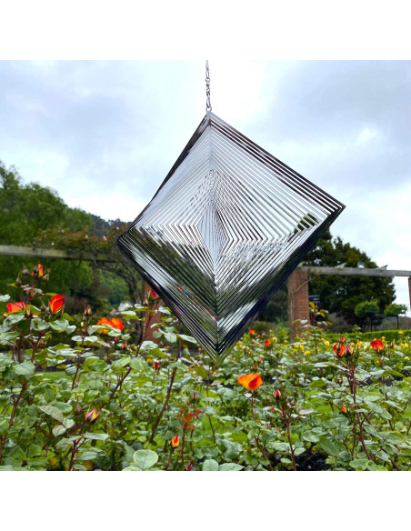 Girador de Viento de Metal Belleza y el Viento 3D Plateado