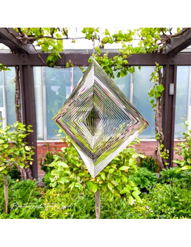 Girador de Viento de Metal Belleza y el Viento 3D Plateado