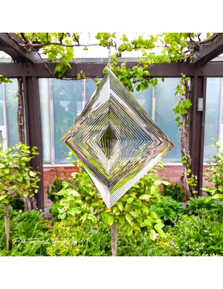 Girador de Viento de Metal Belleza y el Viento 3D Plateado